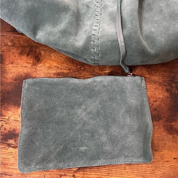 Haute Hippie Stone Teal Suede Hobo Bag - Picture 8 of 10